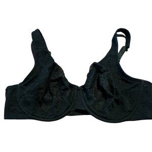 Cacique Black Lace Full Coverage Bra Size 42DD Underwire Support Womens Intimate